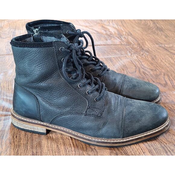Crevo Demarcon Mens Boot SZ 10 Black Leather Lace Up Side Zip 7" Tall - Picture 1 of 8
